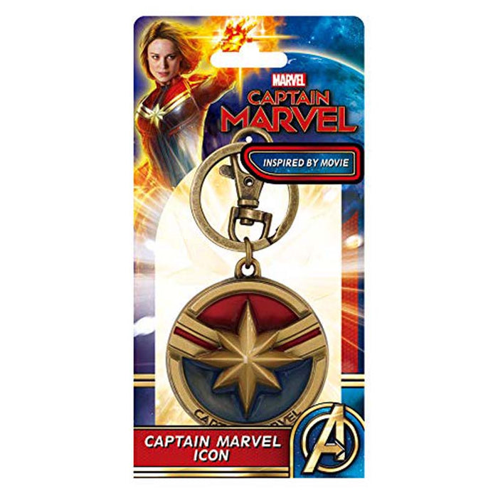 Pewter Colored Keyring - Captain Marvel Logo