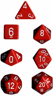 Chessex (25404): Polyhedral 7-Die Set: Opaque: Red/White