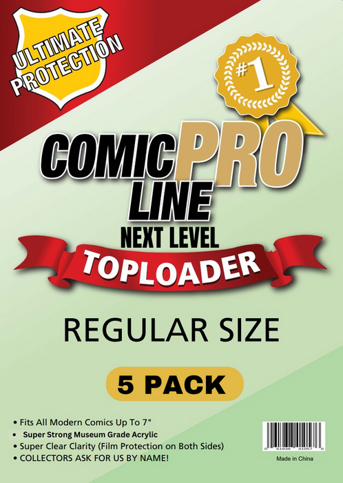 COMIC BOOK REGULAR SIZE - 7 X 10 1/2 - ACRYLIC TOP LOADER- 5 PACK