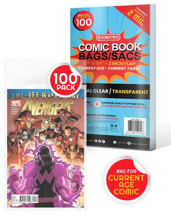 Current Age Comic Bags - 2MIL - 100 pack (EVORETRO)