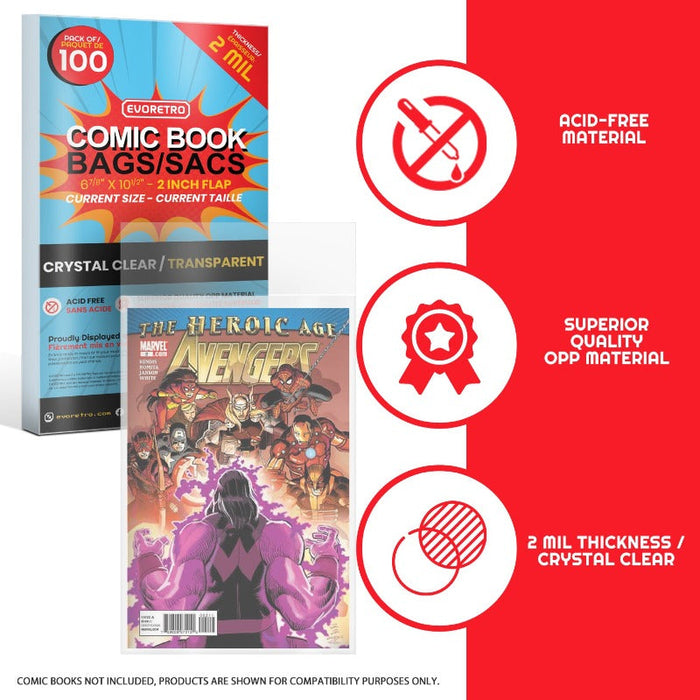 Current Age Comic Bags - 2MIL - 100 pack (EVORETRO)