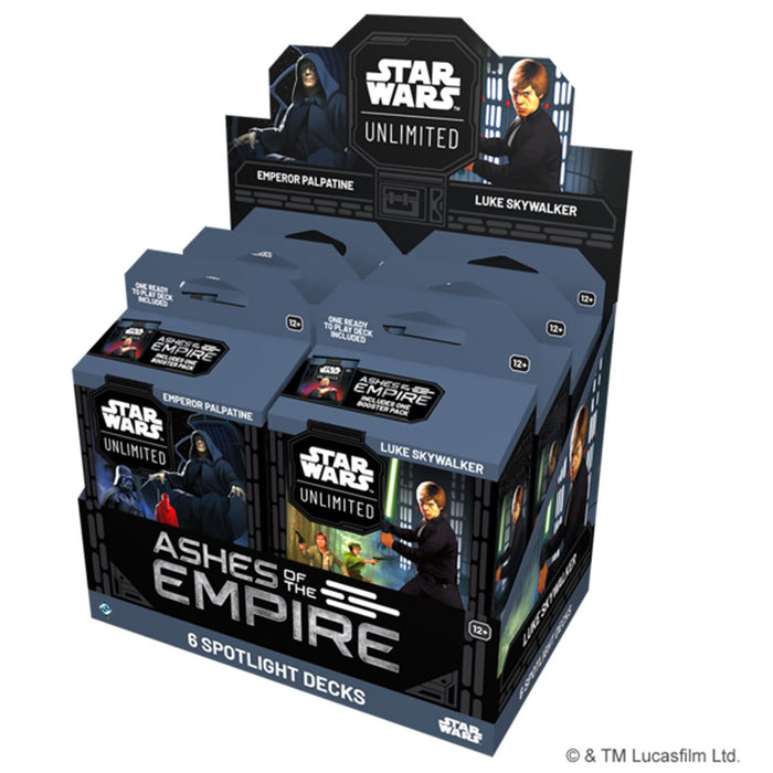 [PREORDER] Star Wars: Unlimited - Ashes of the Empire - Spotlight Decks Luke Skywalker & Emperor Palpatine (Set of 2) | TCG | FFG