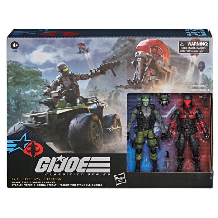 [PREORDER] G.I. Joe Classified Series #218, Snake Eyes & Varmint ATV Vs. Stealth Viper & Cobra Stealth Flight Pod (Trubble Bubble) | Action Figure | Hasbro