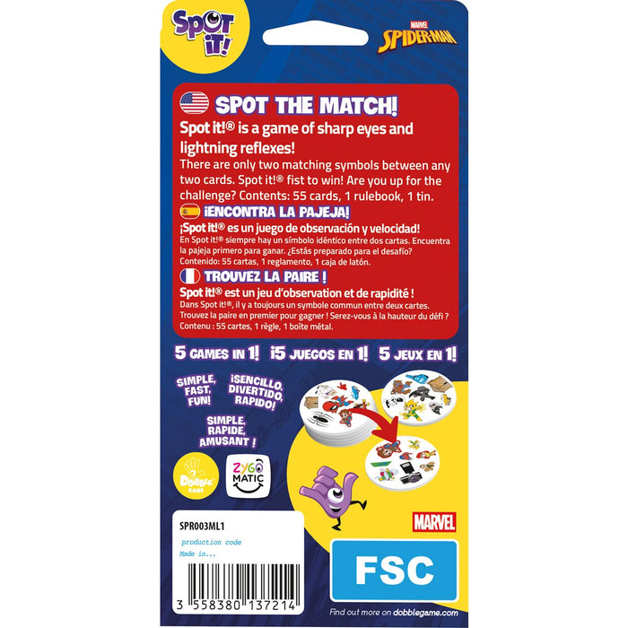 Spot It! Spiderman | Boardgame | Blister Package