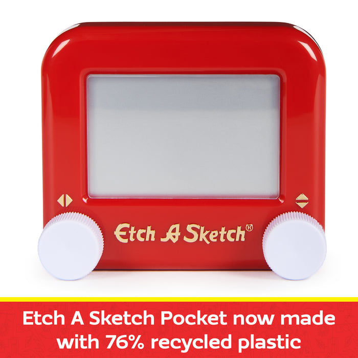 Etch A Sketch Pocket (76% Recycled Plastic) Drawing Kids Travel Toy