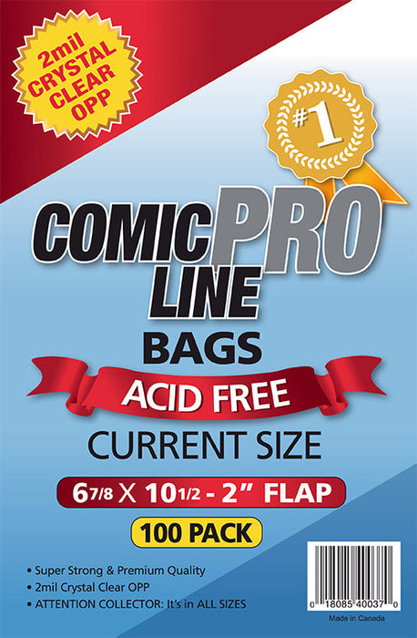 Current Size Comic Bags – 6 7/8″ x 10 1/2″ with 2″ flap (ComicProLine)