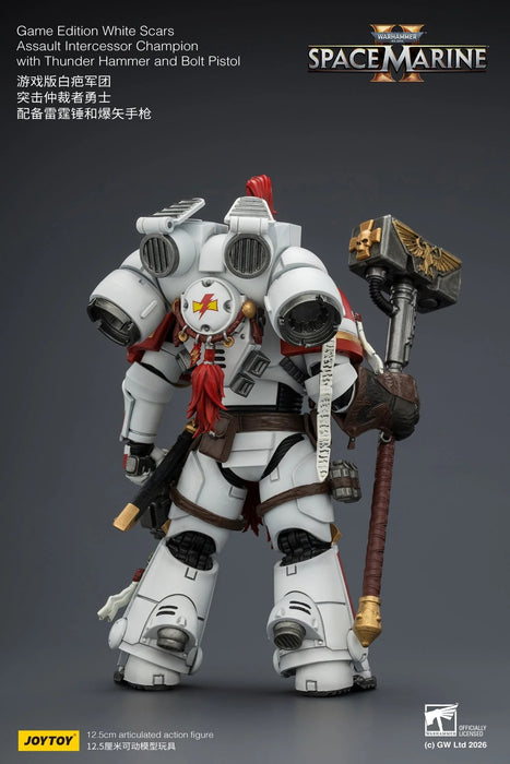 [PREORDER] Game Edition White Scars Assault Intercessor Champion with Thunder Hammer and Bolt Pistol Primarch (Warhammer 40k) | 1/18 Action Figure | JOY TOY