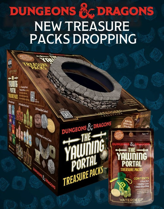DND YAWNING PORTAL TREASURE PACKS (Random Dice set, Coin, & Dice Bag)