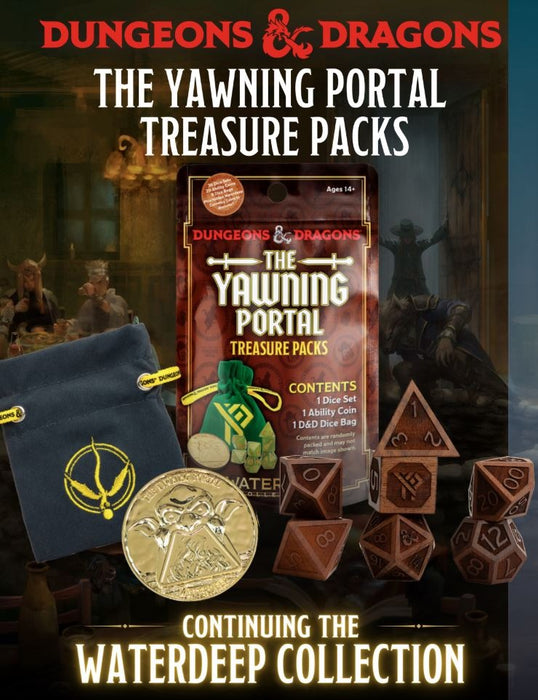 DND YAWNING PORTAL TREASURE PACKS (Random Dice set, Coin, & Dice Bag)