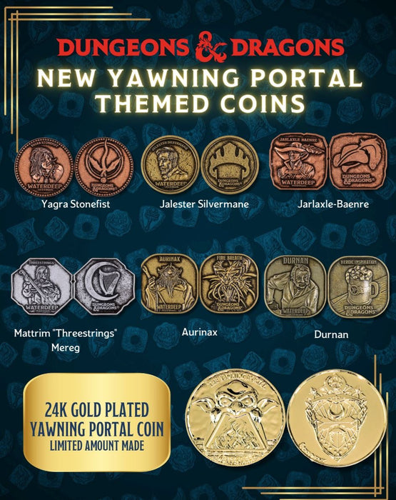 DND YAWNING PORTAL TREASURE PACKS (Random Dice set, Coin, & Dice Bag)
