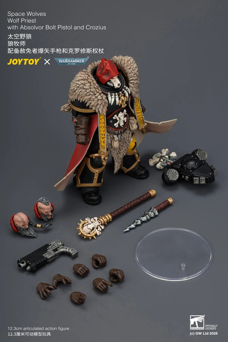 Space Wolves Wolf Priest with Absolvor Bolt Pistol and Crozius | Warhammer 40k 1/18 Action Figure | JOYTOY