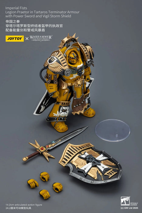 [PREORDER] Imperial Fists Legion Praetor in Tartaros Terminator Armour with Power Sword and Vigil Storm Shield | Action Figure | Joytoy