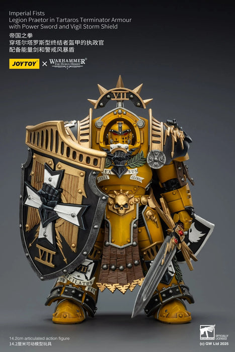 [PREORDER] Imperial Fists Legion Praetor in Tartaros Terminator Armour with Power Sword and Vigil Storm Shield | Action Figure | Joytoy