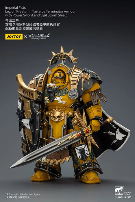 [PREORDER] Imperial Fists Legion Praetor in Tartaros Terminator Armour with Power Sword and Vigil Storm Shield | Action Figure | Joytoy