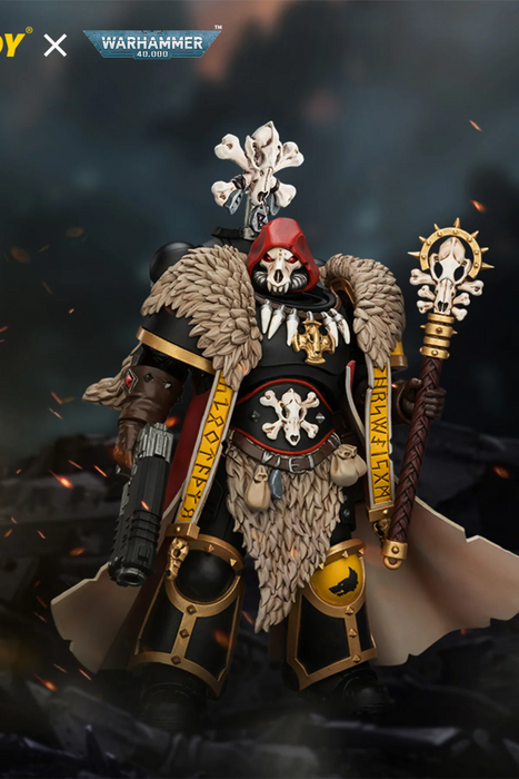 Space Wolves Wolf Priest with Absolvor Bolt Pistol and Crozius | Warhammer 40k 1/18 Action Figure | JOYTOY