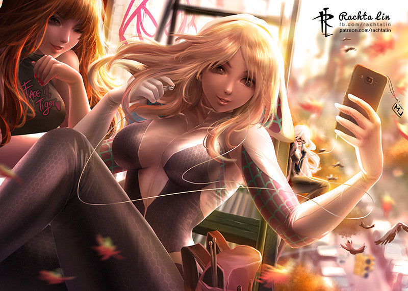 Spider Gwen/Mary Jane Art Print | Marvel Comics | By Rachta Lin