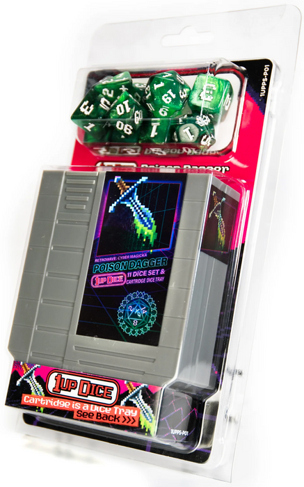 1UP Dice Poison Dagger | RPG Polyhedral Dice Set | Infinite Black