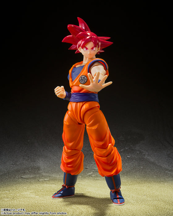 TAMASHII NATIONS DRAGON BALL SUPER SAIYAN GOD SON GOKU INSTILLED WITH THE LIGHT OF RIGHTEOUS HEARTS S.H. FIGUARTS