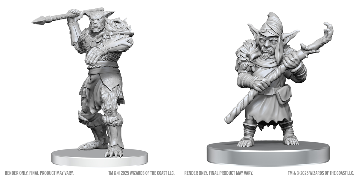 DND UNPAINTED MINIS WV28 BUGBEAR STALKER & GOBLIN HEXER | Miniature | Wizkids