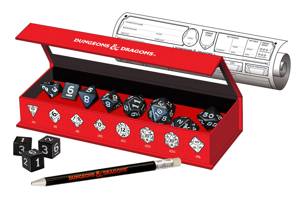 DND NEW ADVENTURER SET BLACK DICE | Sirius Dice