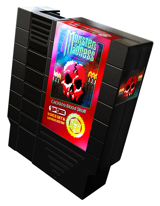 1UP Dice Cackling Blood Skull | RPG Polyhedral Dice Set | Infinite Black