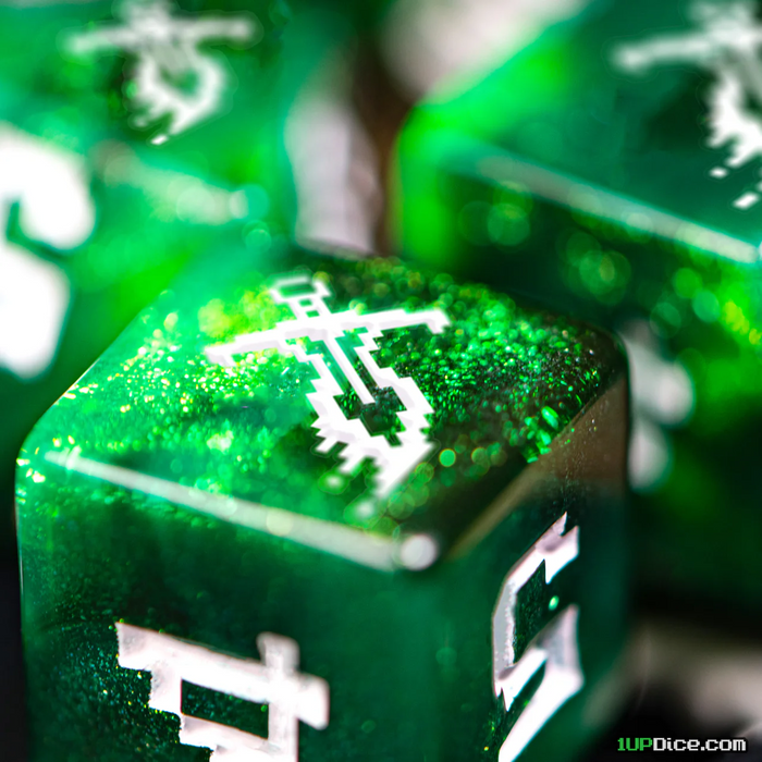 1UP Dice Poison Dagger | RPG Polyhedral Dice Set | Infinite Black