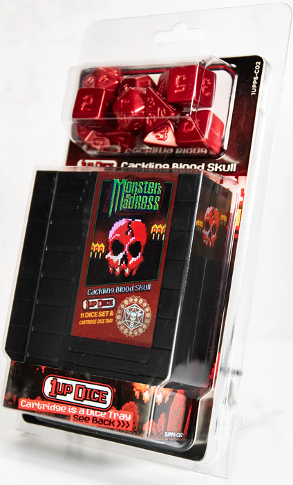 1UP Dice Cackling Blood Skull | RPG Polyhedral Dice Set | Infinite Black