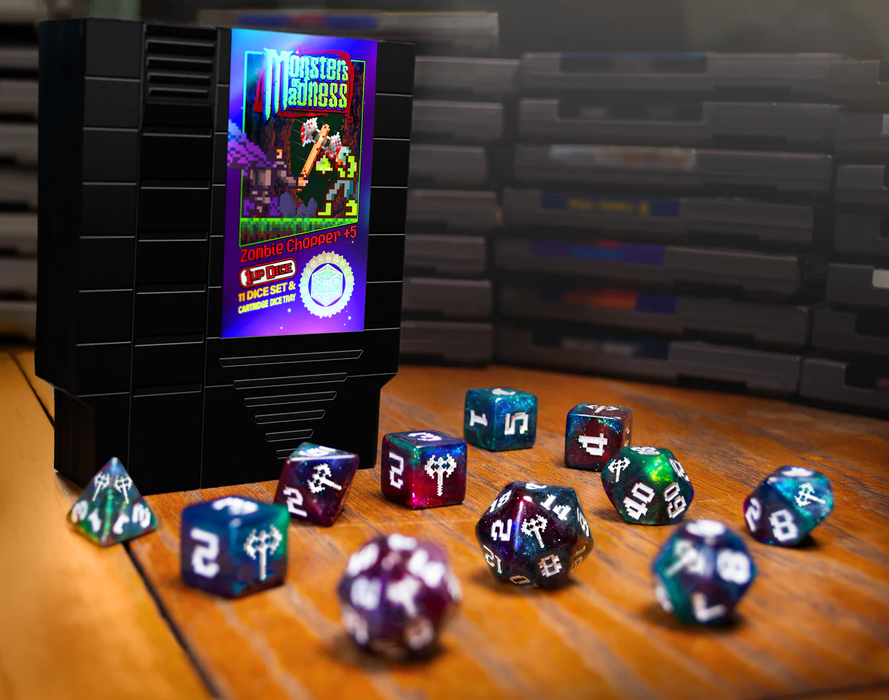 1UP Dice Zombie Chopper | RPG Polyhedral Dice Set | Infinite Black