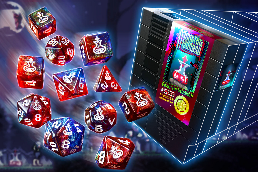 1UP Dice Elixir of Vitality | RPG Polyhedral Dice Set | Infinite Black