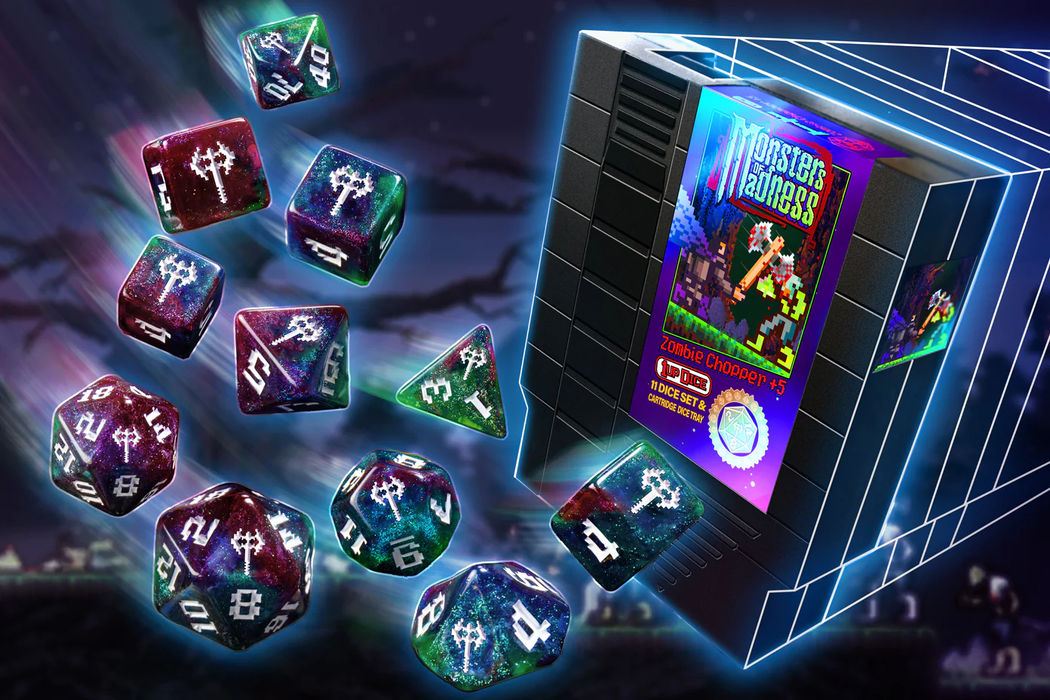 1UP Dice Zombie Chopper | RPG Polyhedral Dice Set | Infinite Black