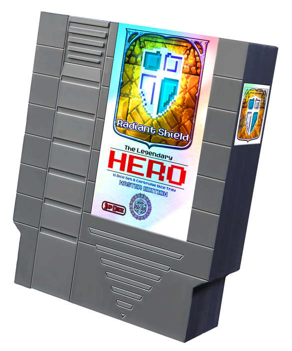 1UP Dice Radiant Silver Shield | RPG Polyhedral Dice Set | Infinite Black