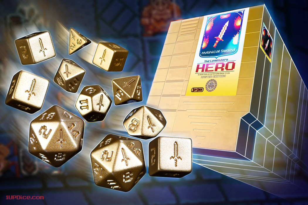 1UP Dice Master Edition Mythical Sword | RPG Polyhedral Dice Set | Infinite Black