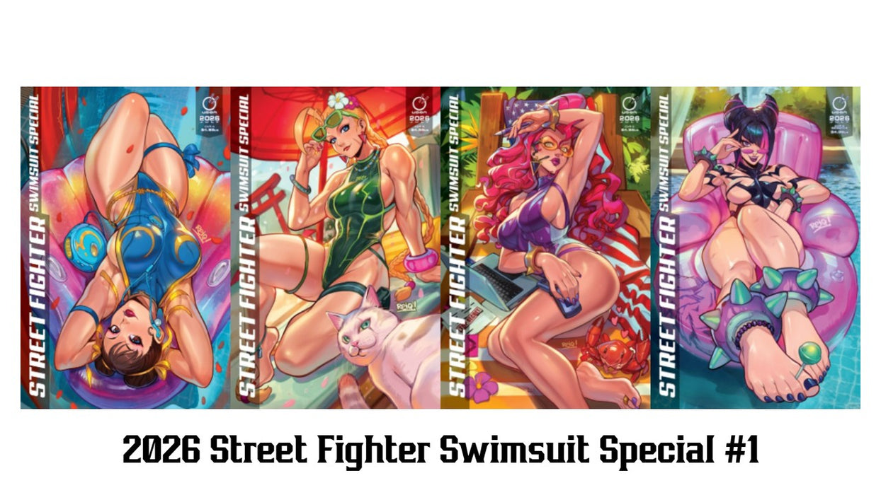 [PREORDER - On Sale 07/22/2026] 2026 Street Fighter Swimsuit Special #1 (Set of 4 Covers) | Udon Comics