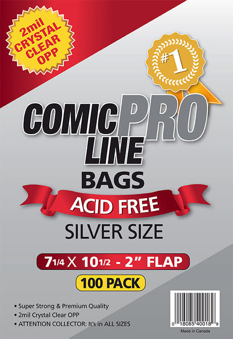 Silver Age Comic Bags - 7 1/4" x 10 1/2" with 2" flap (ComicProLine)