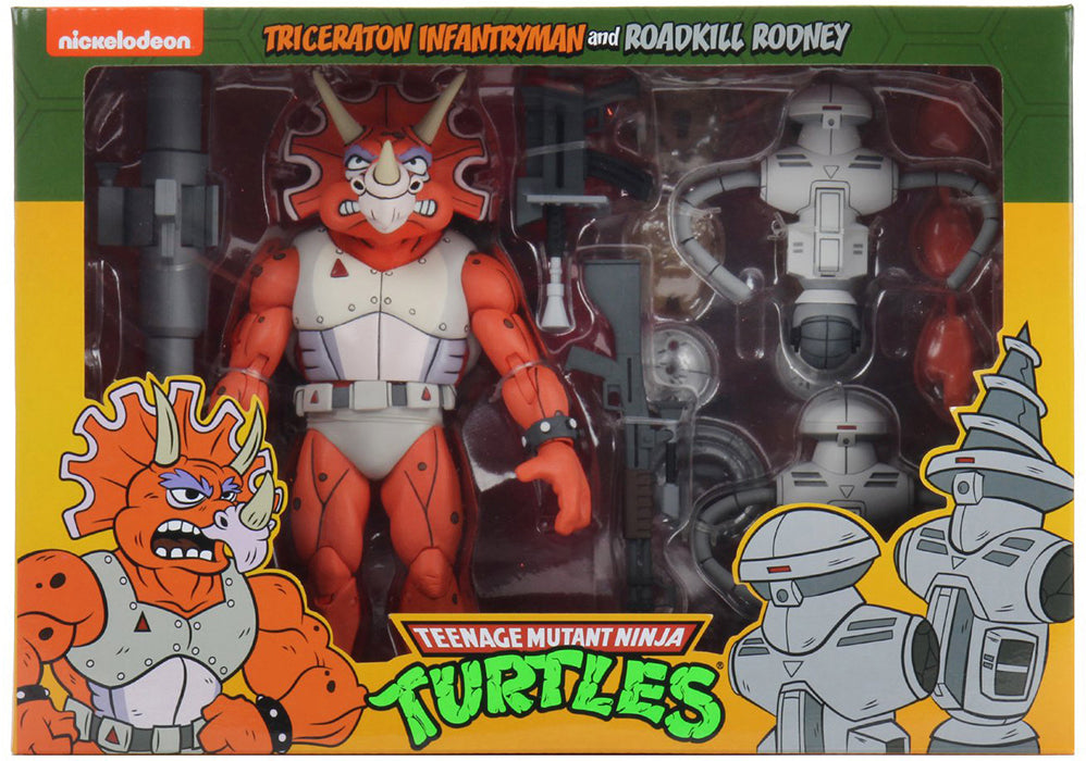 Teenage Mutant Ninja Turtles Cartoon Series 7 Inch Action Figure 2-Pack Exclusive - Triceraton Infantryman & Roadkill Rodney